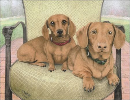 Portrait of Ruby & K.C. Rose (dogs)